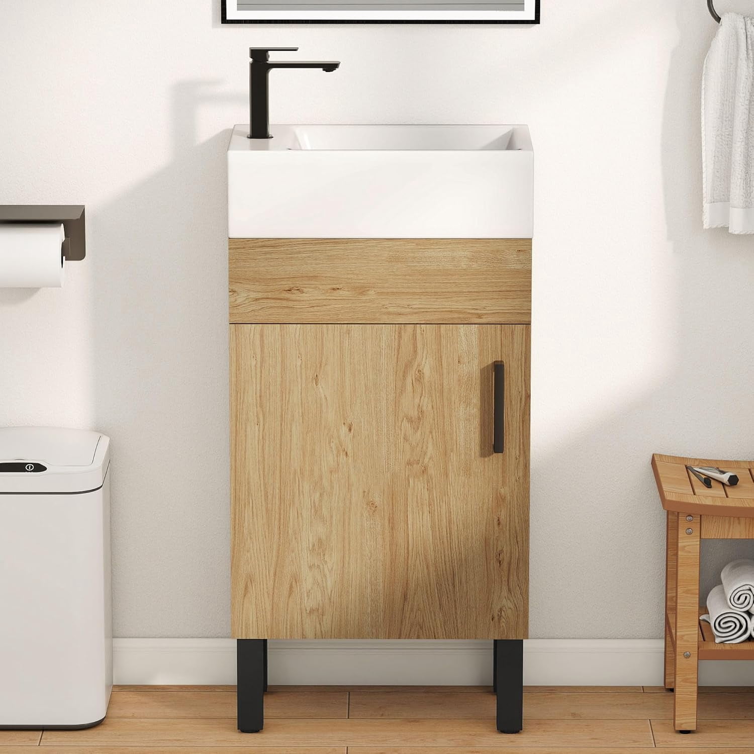 16 Inch Bathroom Vanity with Sink, Bathroom Cabinet Vanity for Small ...