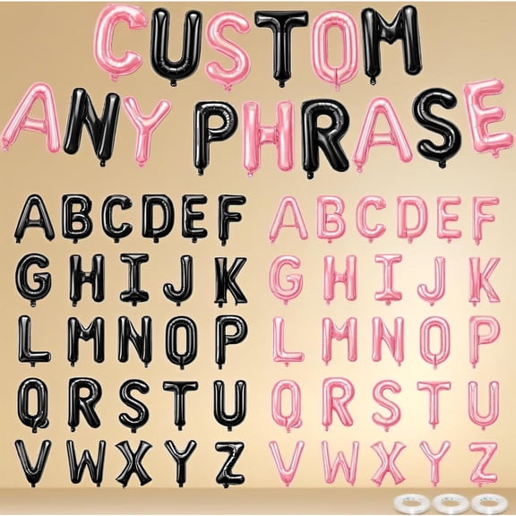 16 Inch Black Gold Alphabet Letter Balloons Banner | 2 Full A-Z Sets 52Pcs Mylar Foil Balloons, Custom Words for Birthday Wedding Graduation Party Decor