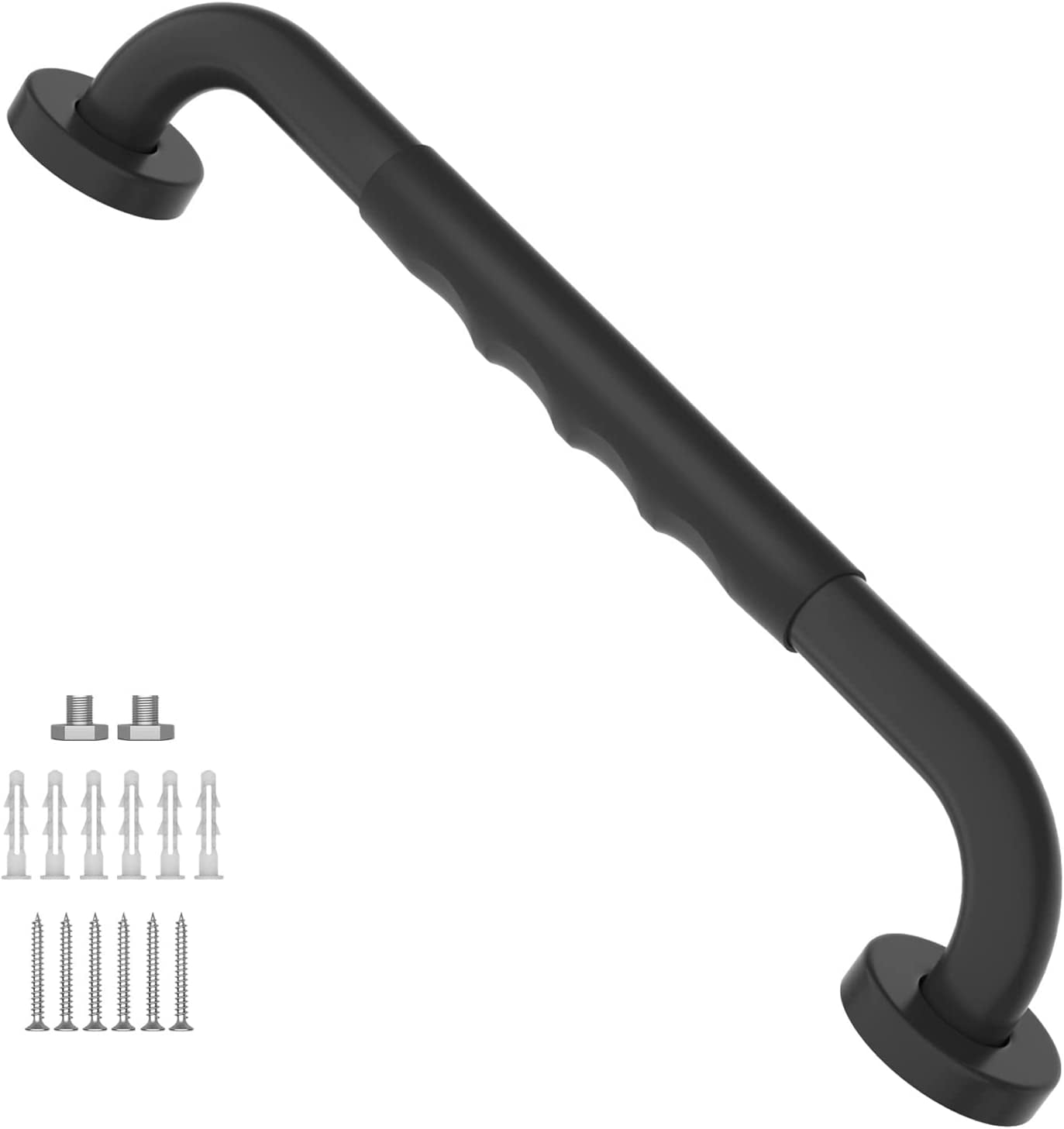 16 Inch Black Shower Grab Bar w/ Anti Slip Rubber Grip, ZUEXT Stainless