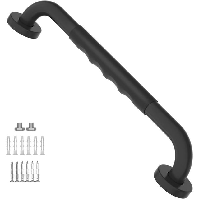 16 Inch Black Shower Grab Bar w/ Anti Slip Rubber Grip, ZUEXT Stainless ...