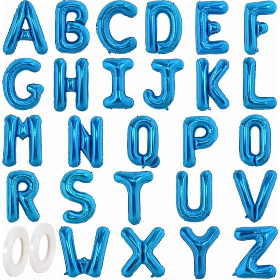 16 Inch Blue Letter A-Z Balloons,Custom Phrase Mylar Foil Alphabet Letter DIY Personalized Phrase Banner for Birthday Anniversary Celebration Graduation Party Supplies Decoration (26 Pieces)