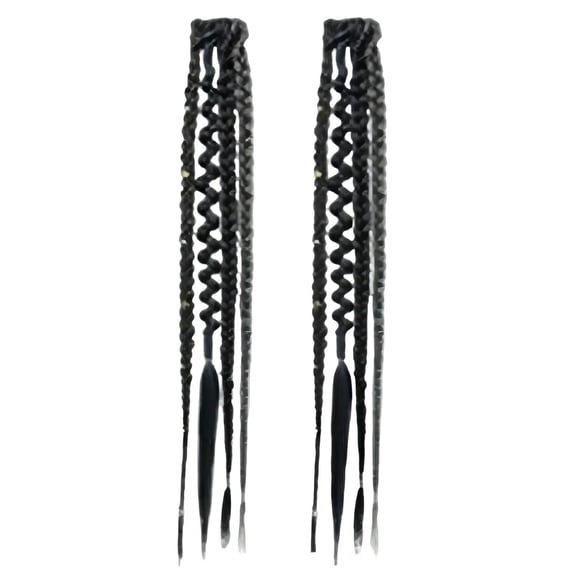 16-Inch Bohemian Style Bead Clip-In Braids Style C, 2-Pack Synthetic Hair Extension Pieces with Colorful Beads for Festival Hair Decor