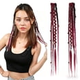 thumbnail image 1 of 16 Inch Boho Braided Hair Clip Extensions, 2 Pack Synthetic Woven Hair Pieces, 1 of 4