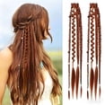 thumbnail image 1 of 16 Inch Boho Braided Hair Clip Extensions, 2 Pack Synthetic Woven Hair Pieces, 1 of 4