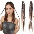 thumbnail image 1 of 16 Inch Boho Braided Hair Clip Extensions, 2 Pack Synthetic Woven Hair Pieces, 1 of 4