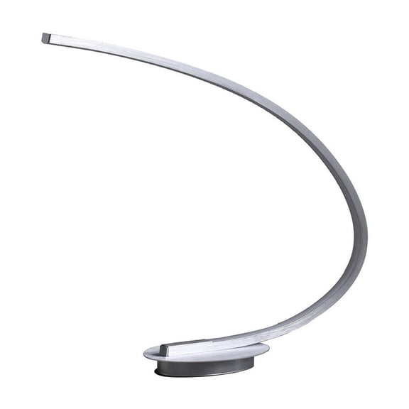 16-Inch Brushed Nickel LED Arc Tube Table Lamp, Modern Desk Light