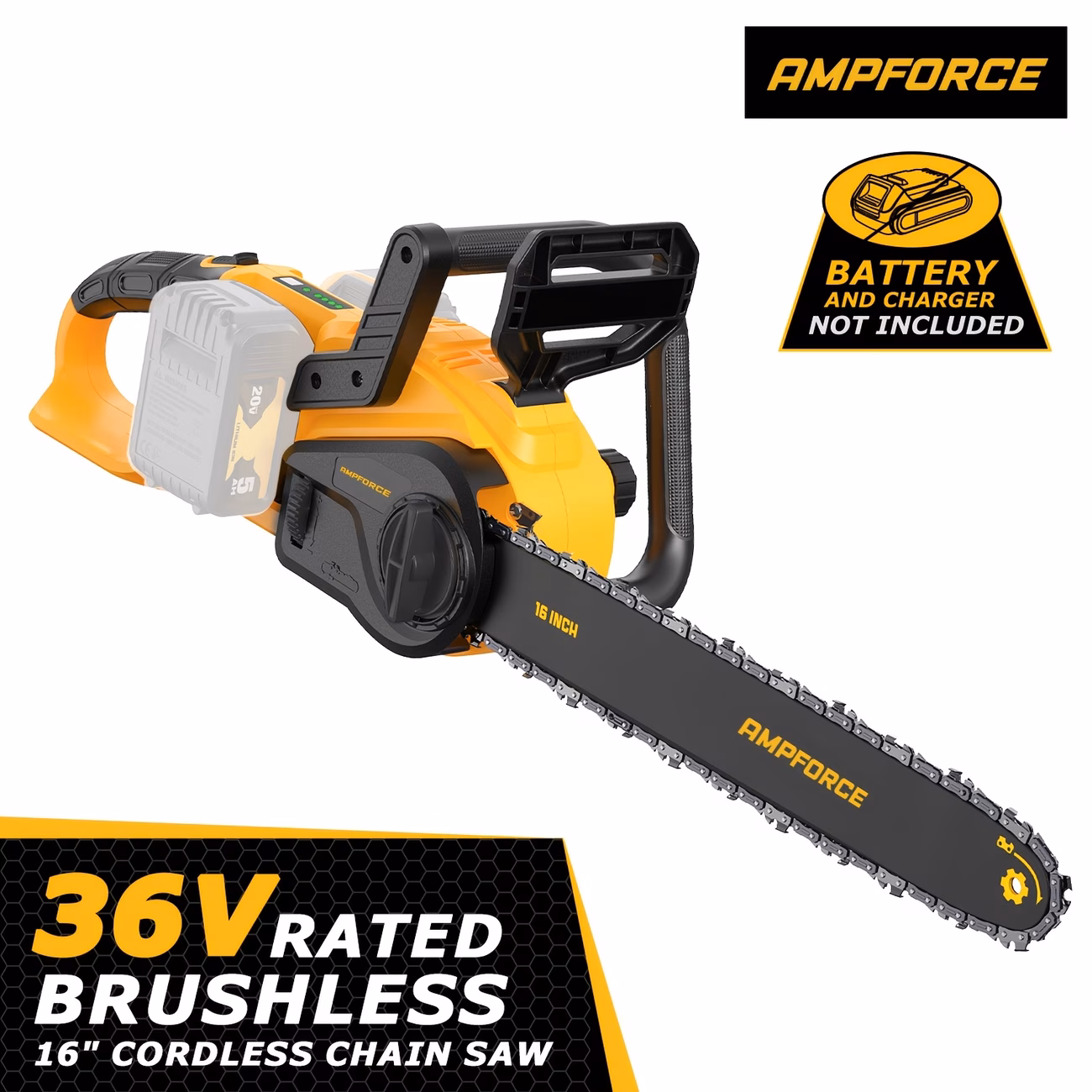 16-Inch Brushless Chainsaw, 40V (2 x 20V MAX) Cordless Battery Powered Chain Saw Kit (Includes 2 Chains) Compatible DeWALT Battery for Wood/Tree Cutting and Pruning (Battery Not Included)
