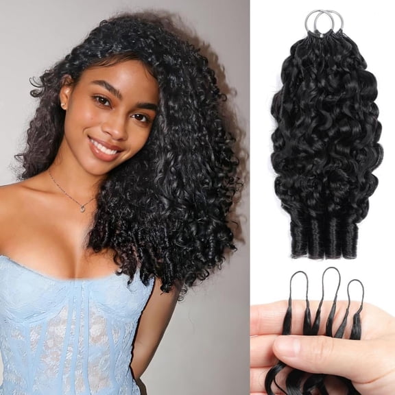 16 Inch Burmese Curly Crochet Human Hair 50g 50 Standards Invisible Miracle Knots Feather Crochet Human Hair Extensions Pre-separated Human Hair 1Pcs