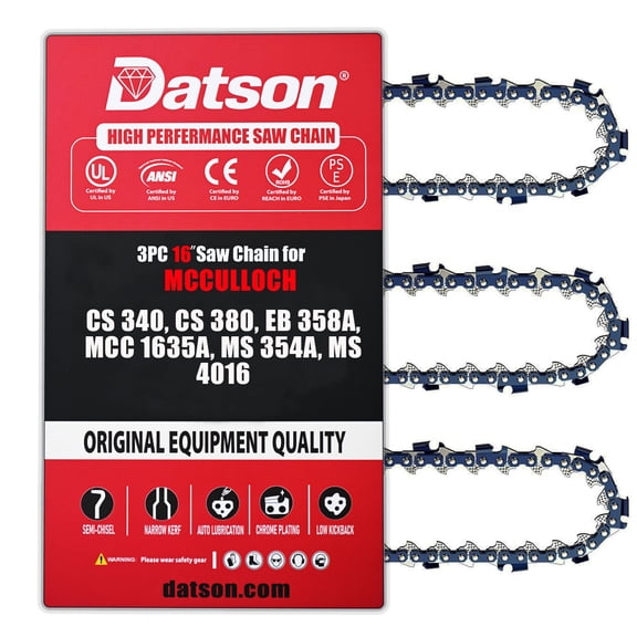 16 Inch Chainsaw Chain 3/8" LP Pitch .050" Gauge 56 Drive Links Fits MCCULLOCH MCC1635A, MCC1840B, MS 354a, MS 4016, MS 4018, MXC1840D, MXC1840DK, Mac Cat 438 (3 Chains)