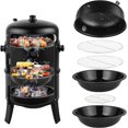 thumbnail image 1 of 16 Inch Charcoal BBQ Smoker Grill,3-in-1 Portable Vertical Grill Cooker with Built-in Thermometers & Adjustable Vent Systems for Outdoor Backyard Cooking, Camping & Patio Parties, 1 of 7