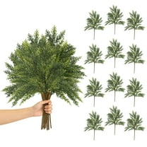 16 Inch Christmas Fake Juniper Cedar Pine Branches, Faux Cedar Branches Artificial Christmas Sprigs Picks for Home Decoration Garland Wreath DIY Craft Garden Holiday