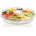 thumbnail image 1 of 16 inch transparent oversized acrylic appetizer tray, 8-grid vegetable tray with lid, cocktail plate, large ice cold meal platter for lunch, dinner, picnic parties, 1 of 4