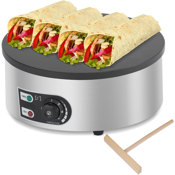 16 Inch Commercial Electric Crepe Maker - 1500W Nonstick Pancake Griddle with Adjustable Temperature Control