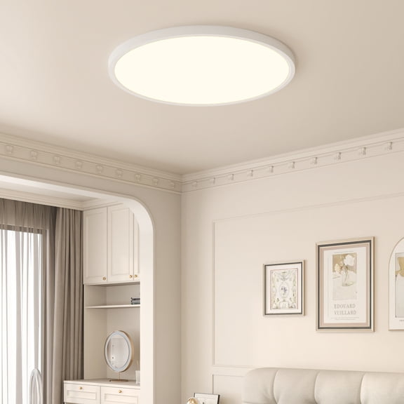 16 Inch Dimmable LED Flush Mount Ceiling Light, 32W 3520LM 5 CCT Color Selectable Modern Low Profile Fixture for Kitchen Bedroom Living Room
