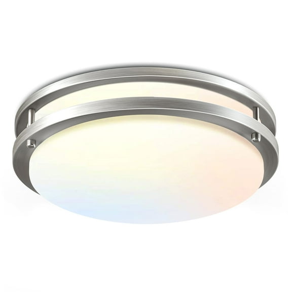 Tsothea 16" Dimmable LED Flush Mount Ceiling Light, Brushed Nickel Round, 3000-6000K Adjust Color