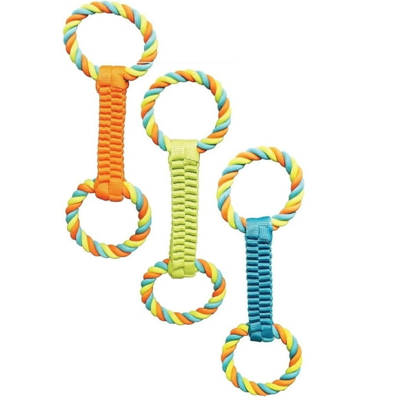 16 Inch Double Loop Rope Handle Ballistic Weave Dog Interactive Tug Toy Figure 8 (One Random Toy - Seller's Choice)