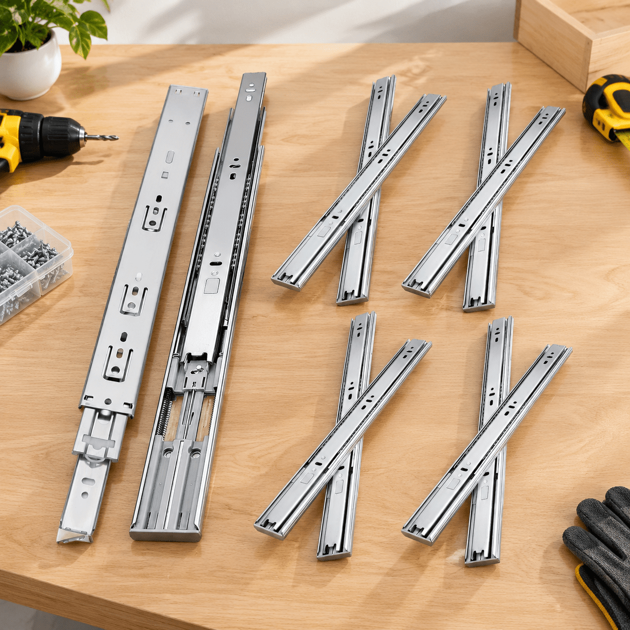 16 Inch Drawer Slides 4 Pairs (8pcs) Soft Close 3 Fold Full Extension ...
