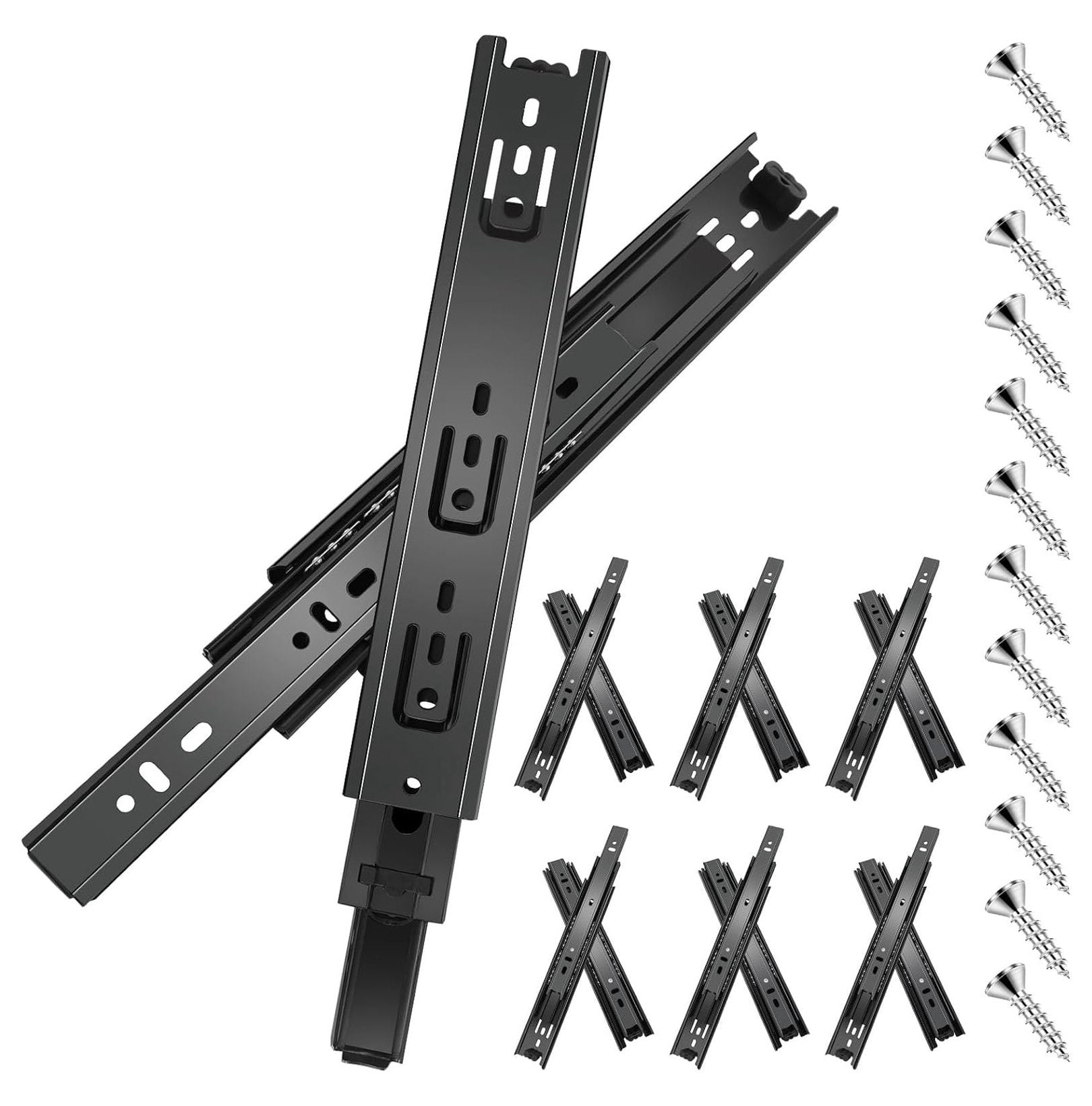 16 Inch Drawer Slides, 6 Pairs (12 Pcs) Full Extension Ball Bearing ...