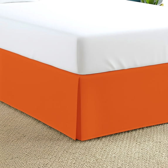 16-Inch Drop RV King Size 72" x 80" Orange Solid Bed Skirt Split Corner Pleated Style Easy Fit Easy Care 100% Egyptian Cotton 500 Thread Count