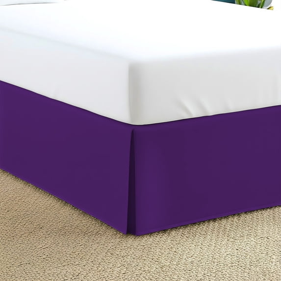16-Inch Drop RV King Size 72" x 80" Purple Solid Bed Skirt Split Corner Pleated Style Easy Fit Easy Care 100% Egyptian Cotton 500 Thread Count