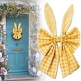 thumbnail image 1 of 16" Large Easter Bunny Ears Wreath Bow Rustic Rustic Buffalo Plaid Yellow Easter Bows for Wreaths Spring Holiday Fabric Decorative Bow for Tree Topper Front Door Wall Window Home Party DIY Crafts, 1 of 4