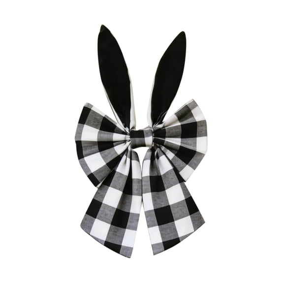 16 Inch Easter Bunny Ears Wreath Bow Rustic Buffalo Plaid Easter Bows ...