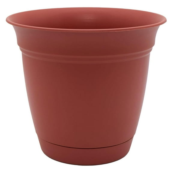 16 Inch Eclipse Round Planter with Saucer - Indoor Outdoor Plant Pot for Flowers, Vegetables, and , Clay 16" Pack of 1