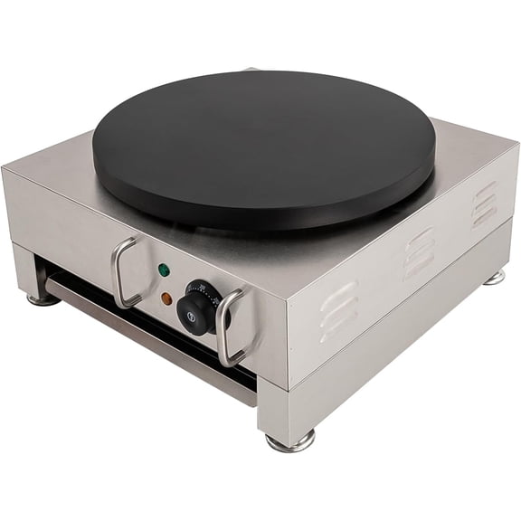 16-Inch Electric Crepe Maker 1650W Commercial Griddle Machine, Flat Plate Crepe Griddle Non-stick Cast Iron Suace with Adjustable Temp Desktop Circular Pancake Stove