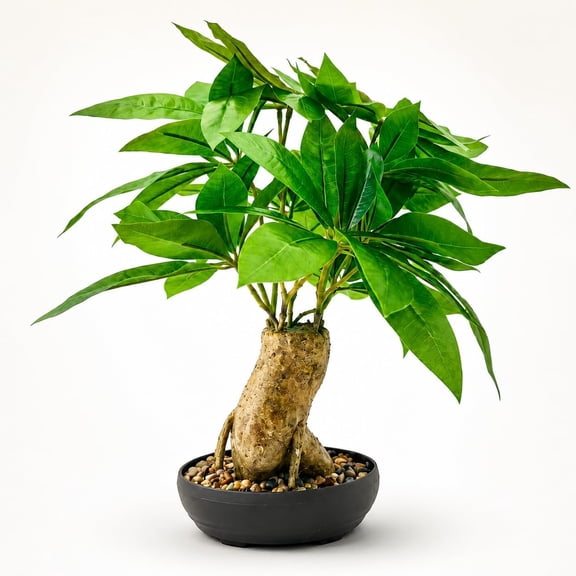 16 Inch Fake Money Tree, Artificial Bonsai Money Tree for Good Luck Fortune, Small Faux Potted Plant for Home Office Desk Living Room Bedroom Decor