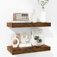 thumbnail image 1 of 16 Inch Floating Shelves - Deep Rustic Wooden Wall Shelves - Extra Deeper & Thicker Wall Mounted Storage Shelf for Bedroom, Kitchen, Farmhouse - 2 Pack, Rustic Brown, 1 of 14