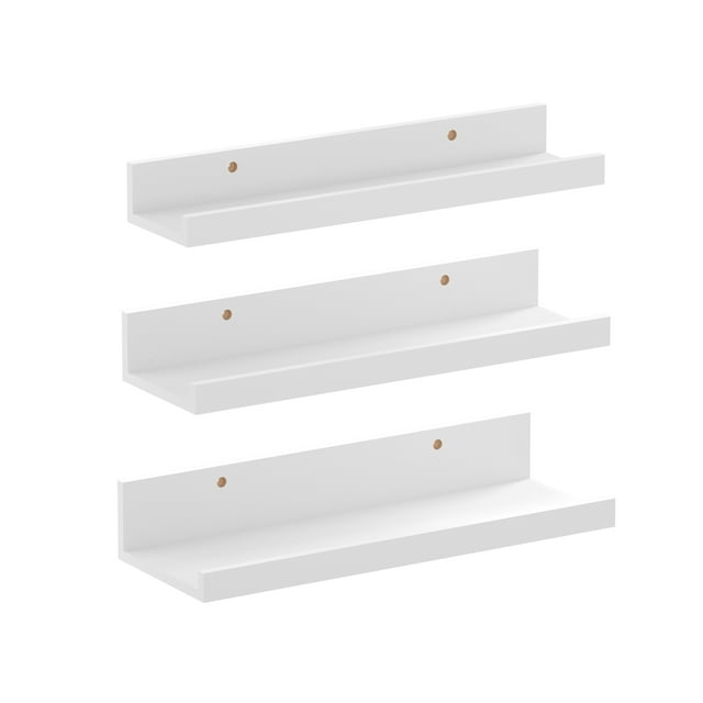 16 Inch Floating Wall Shelf Set of 3, Wall Mounted shelves for Bedroom