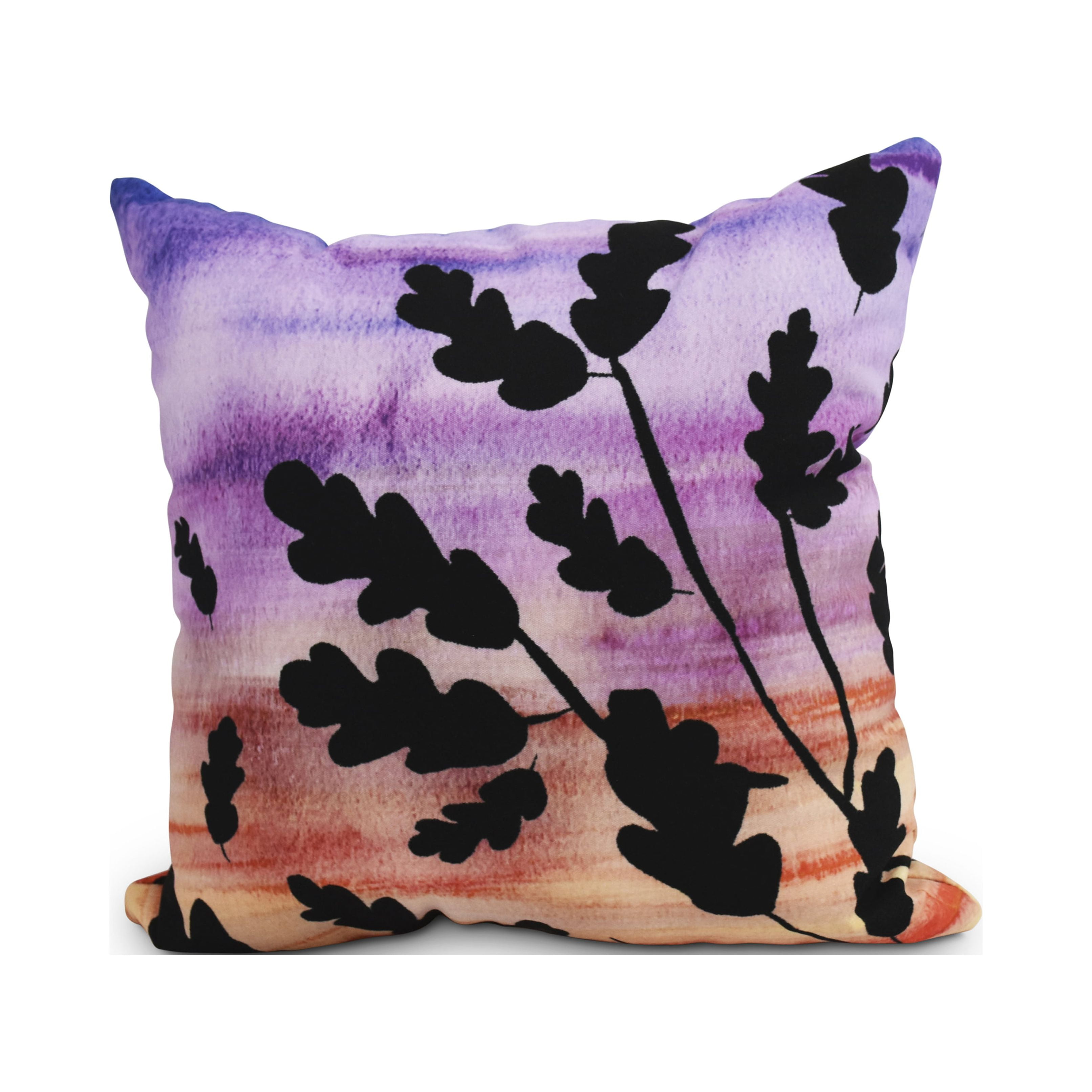 16 Inch Flowing Leaves Multi Floral Print Decorative Throw Pillow