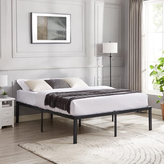 16 Inch Full Size Metal Platform Bed Frame with Heavy Duty Steel Slat Support, No Box Spring Needed, Easy Assembly