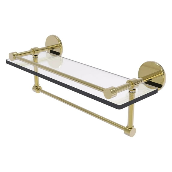 16 Inch Gallery Glass Shelf with Towel Bar