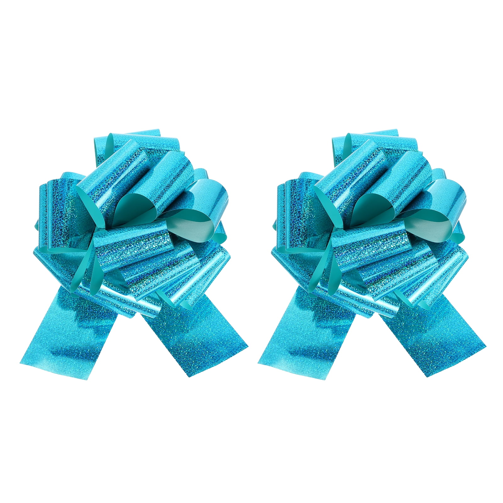 16 Inch Giant Large Pull Bow 2 Pcs Big Glitter Metallic Car Bows Ribbon for Wedding Presents Gift Wrapping Christmas, Green Blue