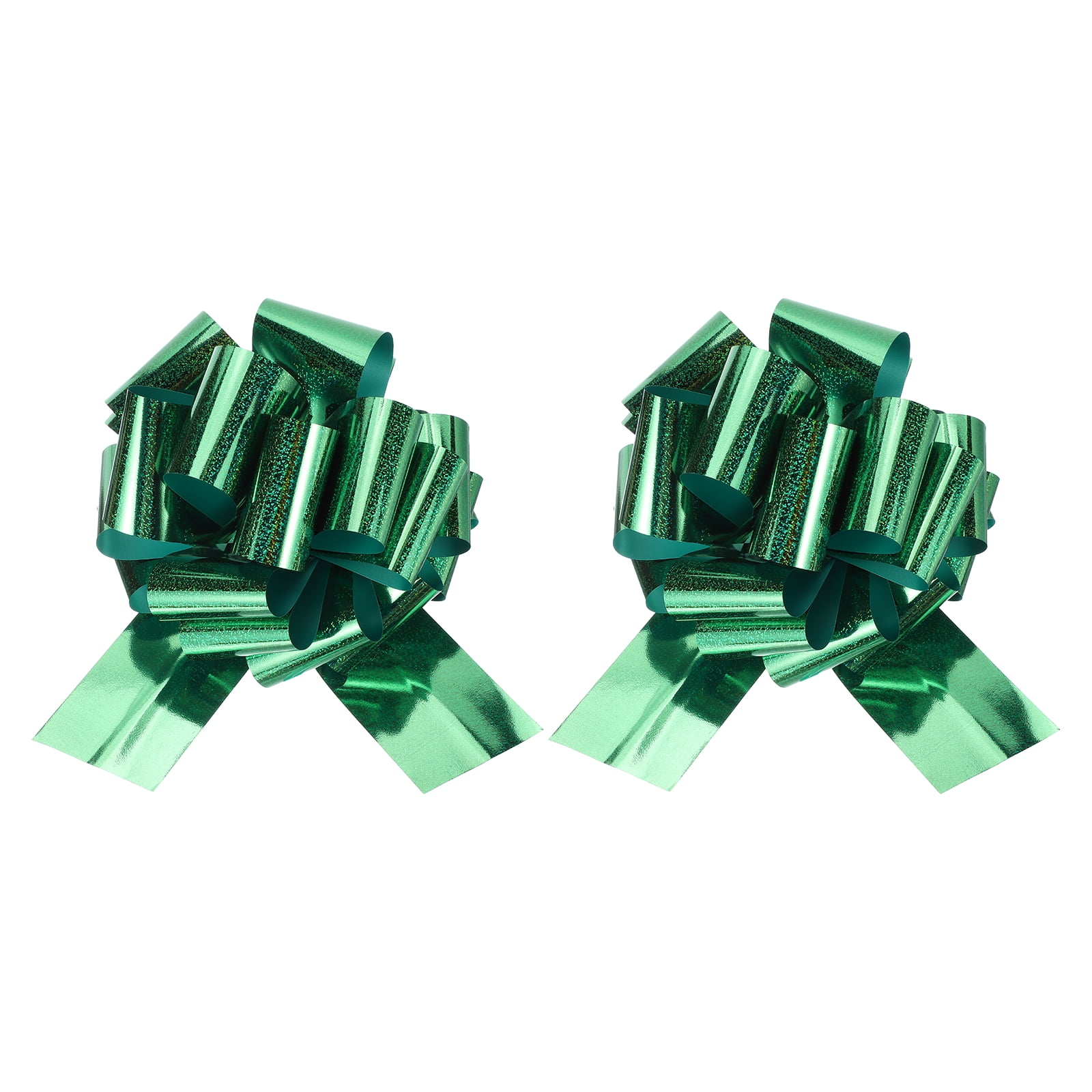 16 Inch Giant Large Pull Bow 2 Pcs Big Glitter Metallic Car Bows Ribbon for Wedding Presents Gift Wrapping Christmas, Green