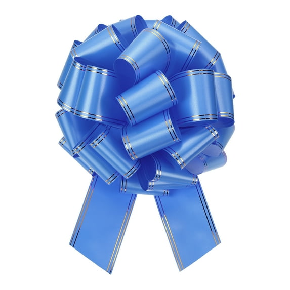 16 Inch Giant Large Pull Bow Big Metallic Car Bows Ribbon with Gold Edge for Gift Christmas, Blue