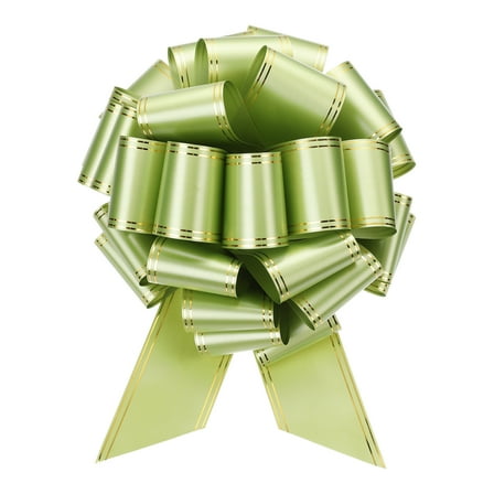 16 Inch Giant Large Pull Bow Big Metallic Car Bows Ribbon with Gold Edge for Gift Christmas, Light Green