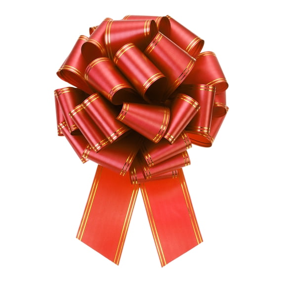 16 Inch Giant Large Pull Bow Big Metallic Car Bows Ribbon with Gold Edge for Gift Christmas, Red