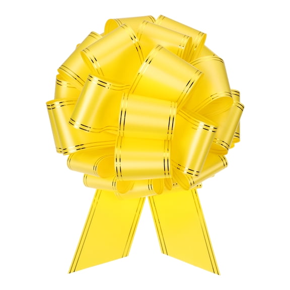 16 Inch Giant Large Pull Bow Big Metallic Car Bows Ribbon with Gold Edge for Gift Christmas, Yellow