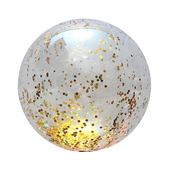 16-Inch Glitter Inflatable Beach Ball - Transparent Blow-Up Pool Toy for Swimming, Water Games, Luau Birthday Decorations, Party Supplies, and Summer Party Favors