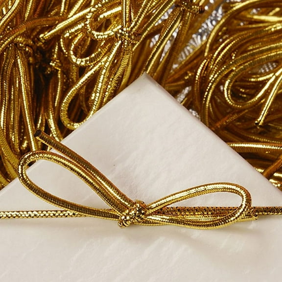 16 Inch Gold Metallic Stretch Loops With Bow - 50 Pack