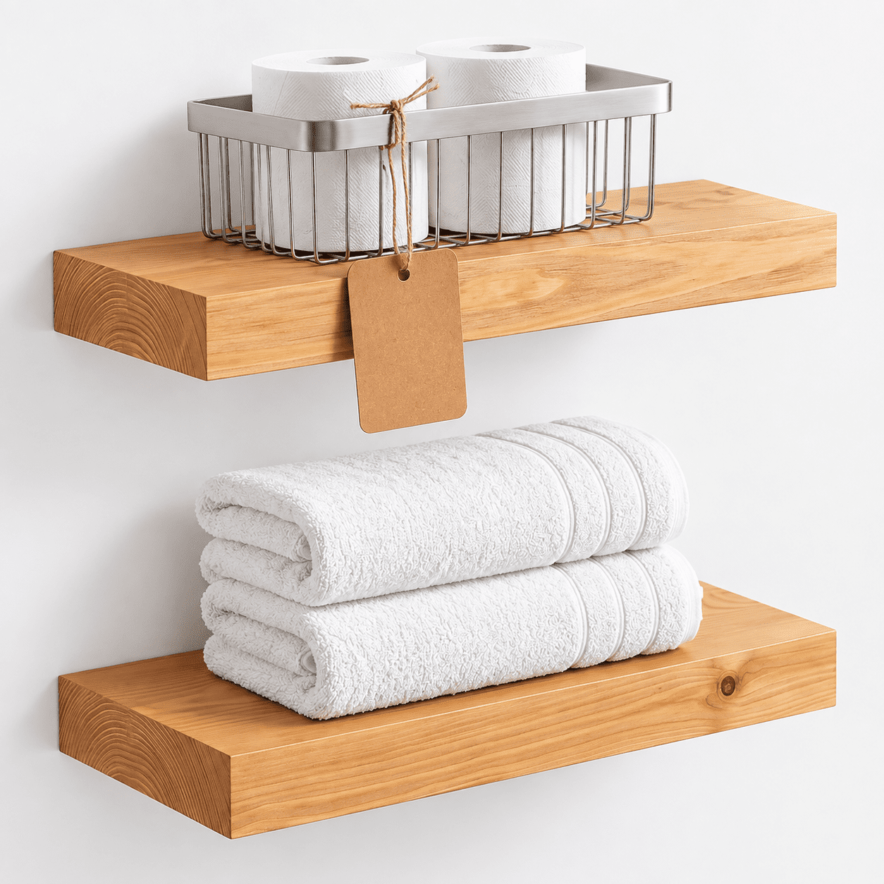 16 Inch Golden Oak - Light Woodgrain Floating Shelves, Pack of 4