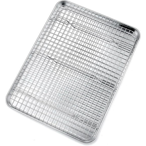 Nonstick Baking Pan with Rack and Tray, Heavy Duty Wire Grid & Drip Catcher, Dishwasher Safe, 16"x12"