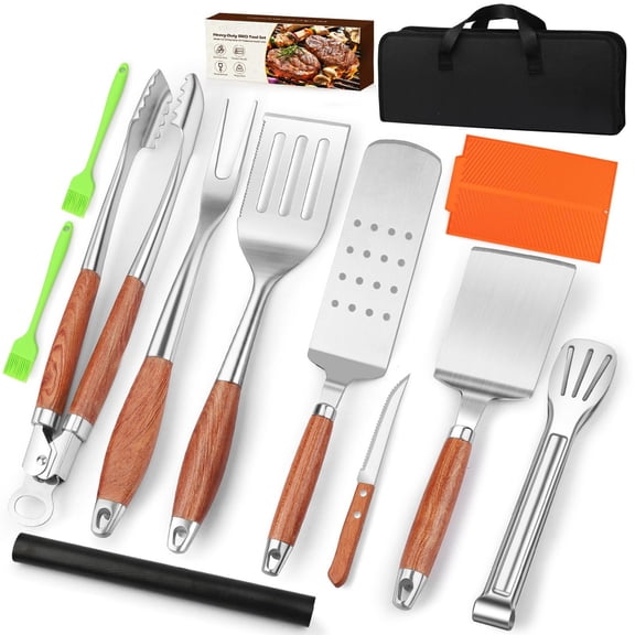16 Inch Grilling Accessories Set Heavy Duty Stainless Steel BBQ Tools for Outdoor