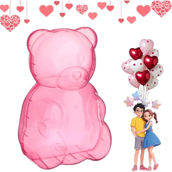 16 Inch Gummy Bear Container, Clear Plastic Bear Container, Bears Shaped Reusable Gift Box for Valentine’s Day, Candy Storage Party Favors Festive Display