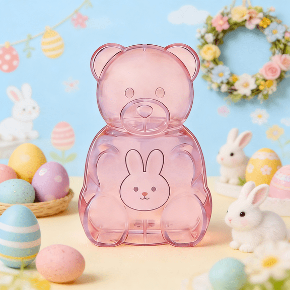 16 Inch Gummy Bear Container Clear Plastic, Reusable Bear Shaped Candy Holder for Easter, Gift Box & Party Favors Display
