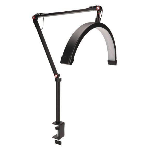 16 Inch Half Moon Lash Light with Clamp for Estheticians 20W LED Desk Lamp Eye Protection Black Facialist Tattoo Table Light (16 in / 40.6 cm)