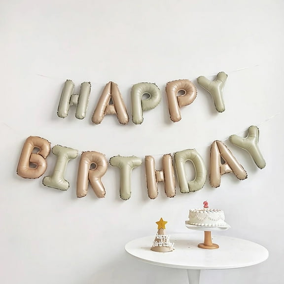 16 Inch Happy Birthday Balloons For Birthday Decoration Kids Party Supplies Cream Caramel Color Foil Letter Balloon Set