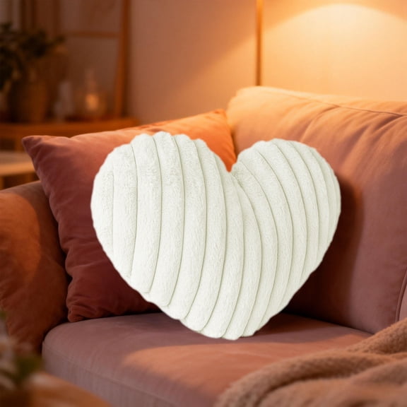 16 Inch Heart Pillow Decorative Throw Pillows Heart Shaped Soft Cute Pillows For Women Valentine Anniversary Couch Bed Bedroom Room Home Decor Aesthetic (16"x13") White